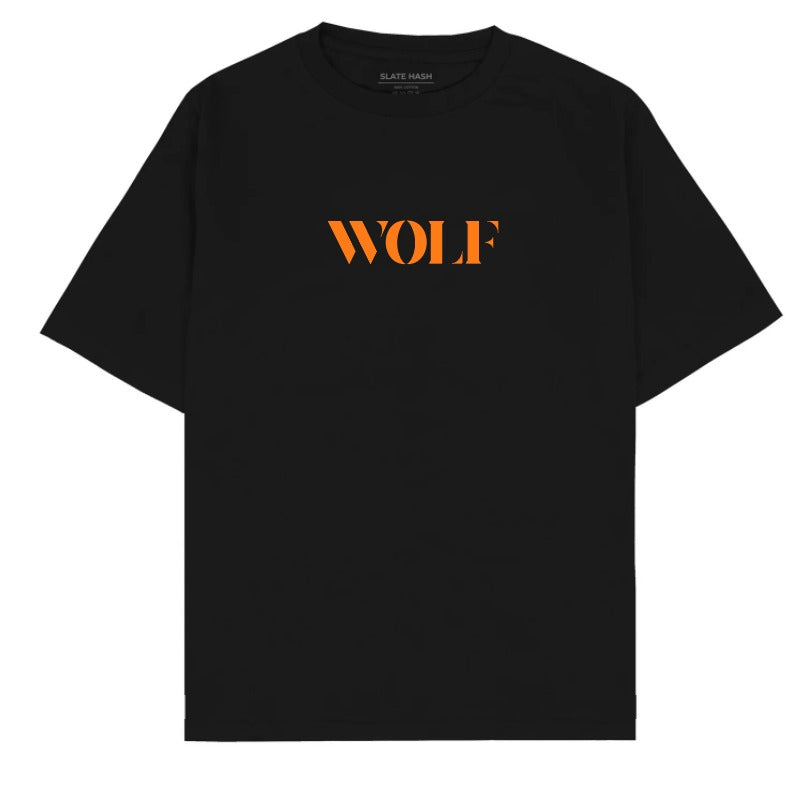 Black wolf half sleeve T-shirt